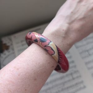 Floral Red and Pink Bangle Bracelet